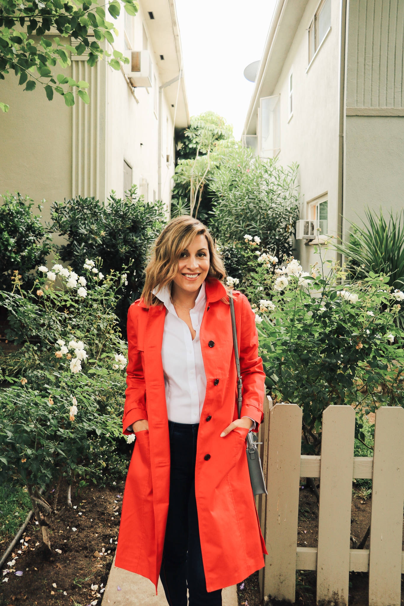 red trench coat